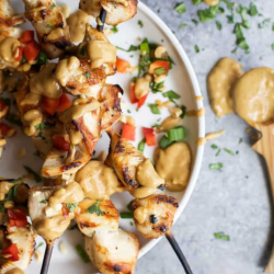 Grilled Sesame Lime Chicken with Spicy Thai Peanut Sauce